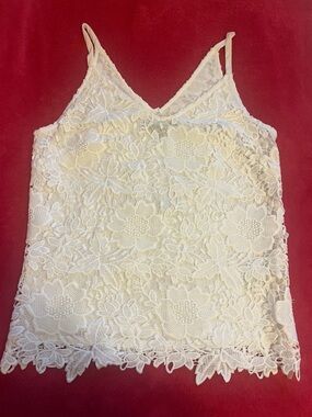 White House Black Market Ivory Floral Lace Camisole